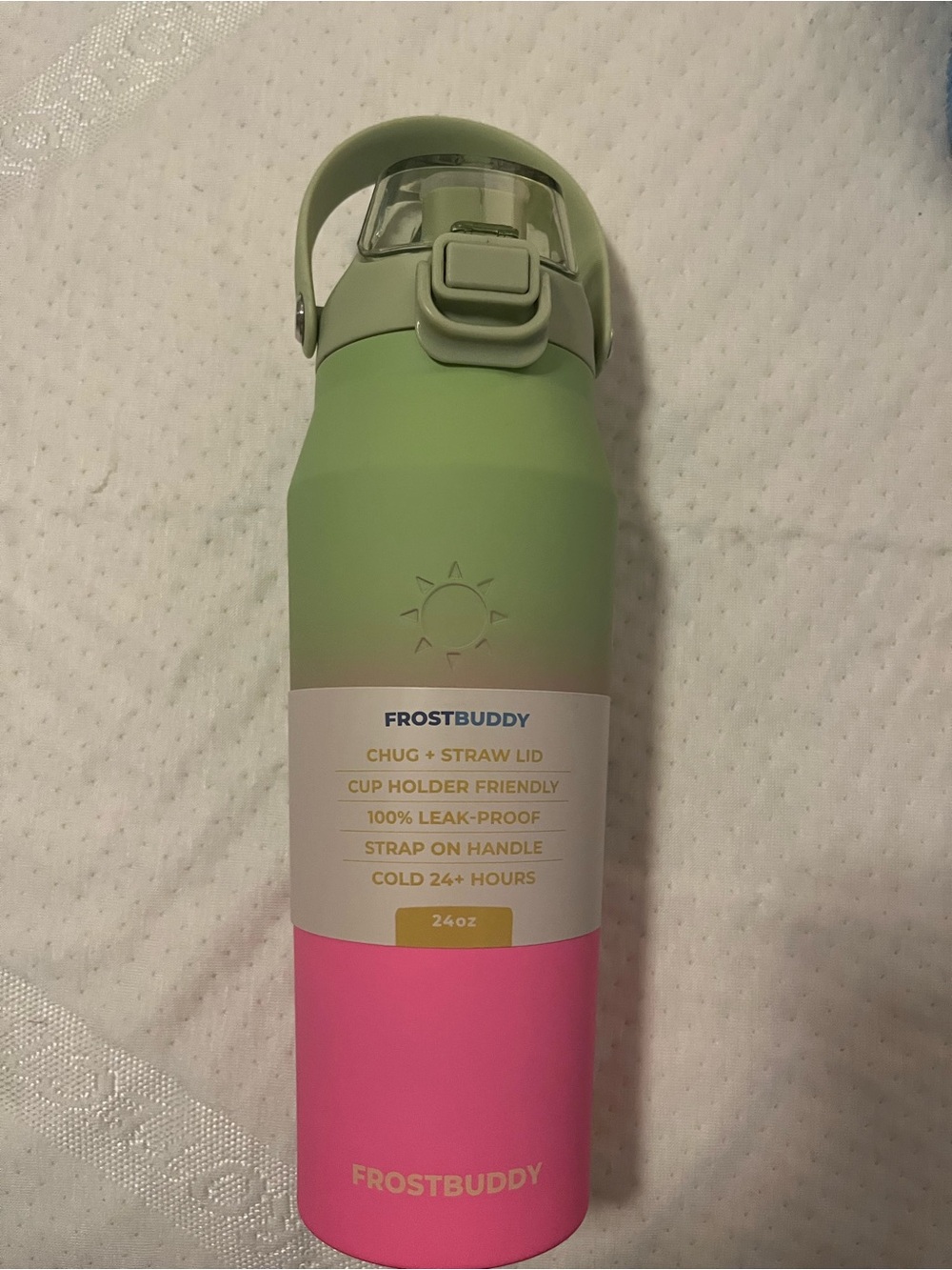 Never used~FrostBuddy 24oz Dual-Tone Water Bottle - Green & Pink